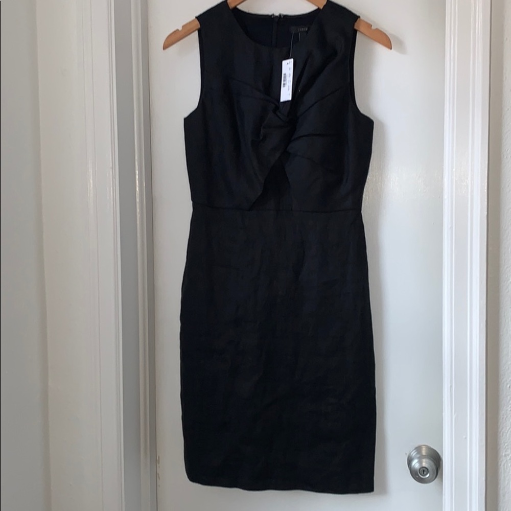 J Crew Black Linen Sleeveless Dress